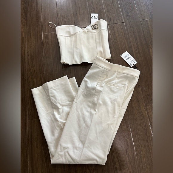 Zara cream corset pants set - Picture 1 of 3